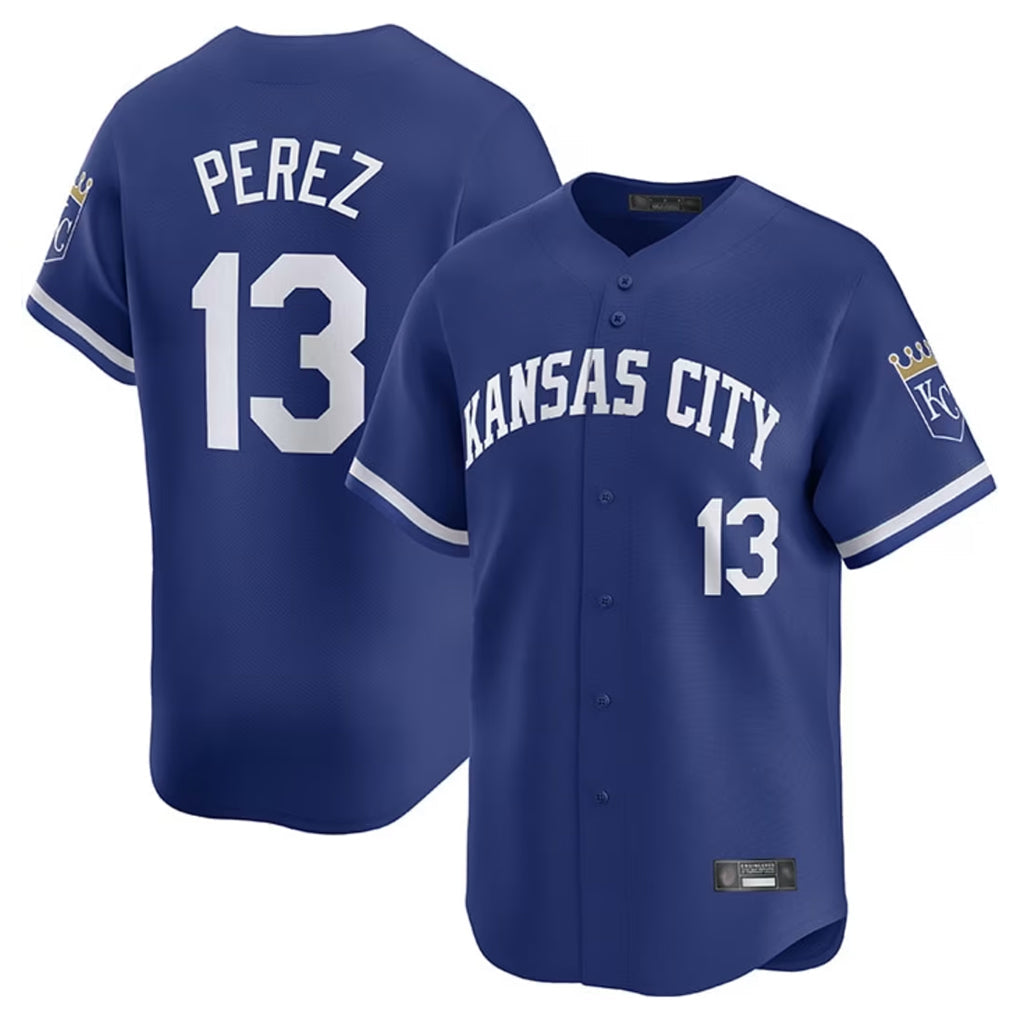 Punc KC.Royals #13 Salvador Perez Player Royal Limited Home Stitched Jerseys