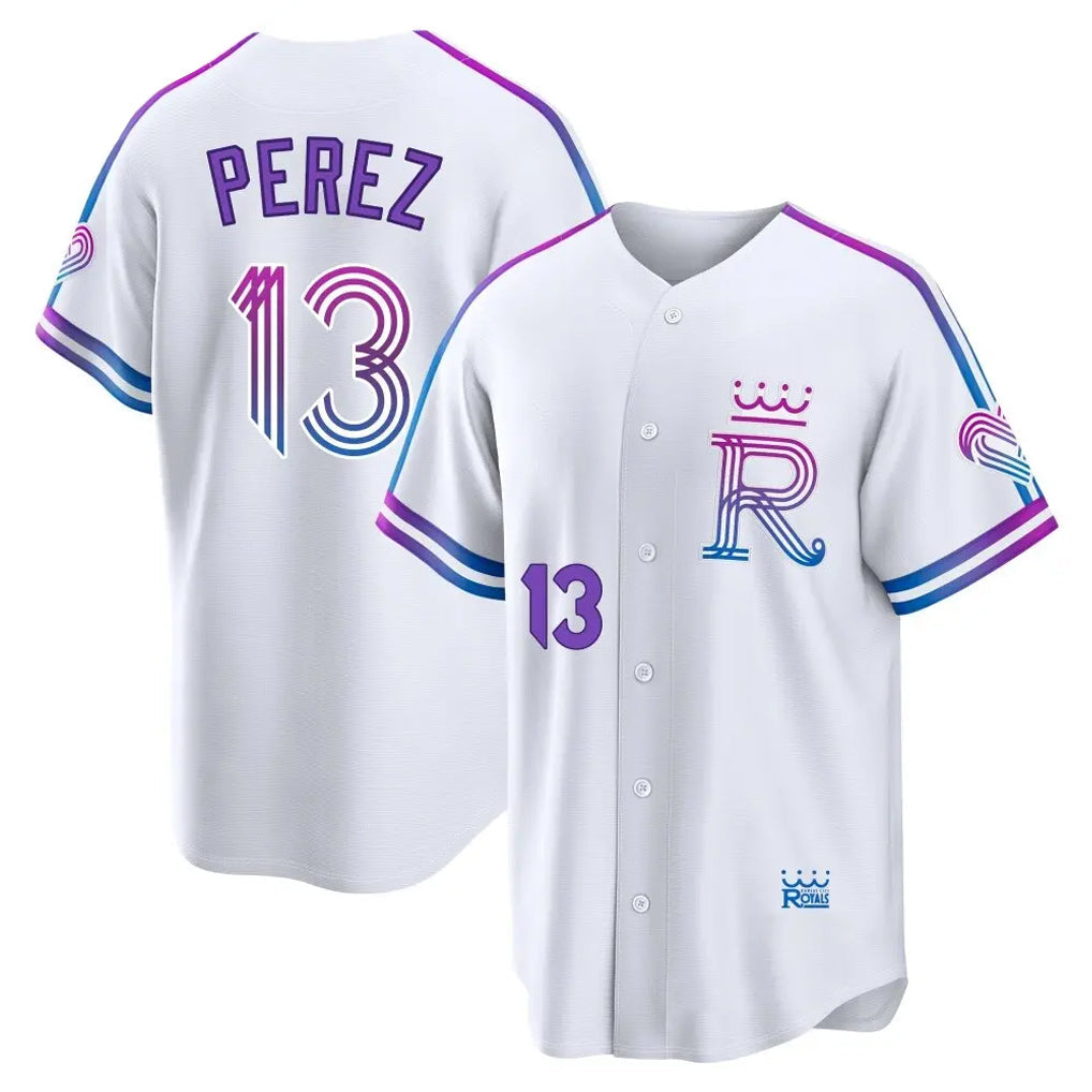 Punc KC.Royals #13 Salvador Perez Player White 2026 City Connect Limited Home Stitched Jerseys