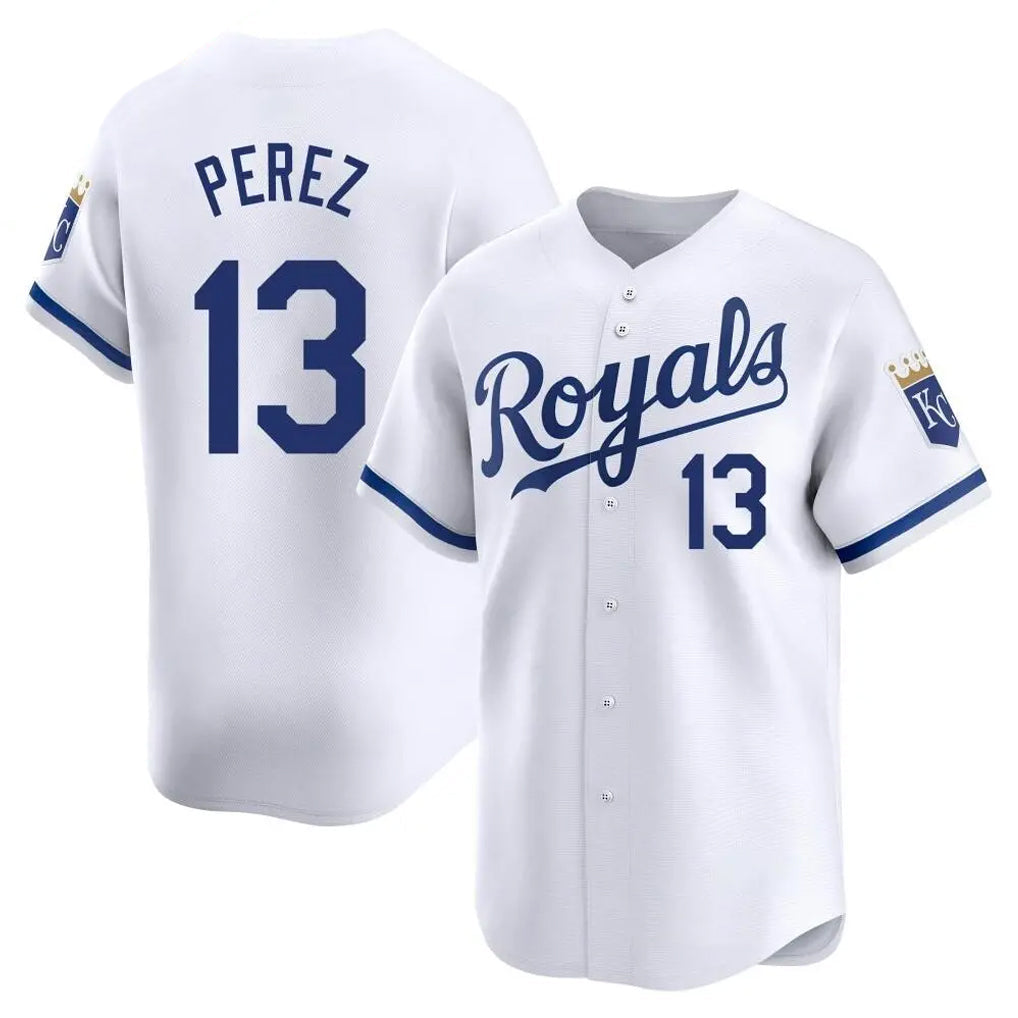 Punc KC.Royals #13 Salvador Perez Player White Alt Limited Home Stitched Jerseys