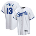 Punc KC.Royals #13 Salvador Perez Player White Home Game Stitched Jerseys