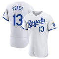 Punc KC.Royals #13 Salvador Perez Player White Limited Elite Home Game Stitched Jerseys
