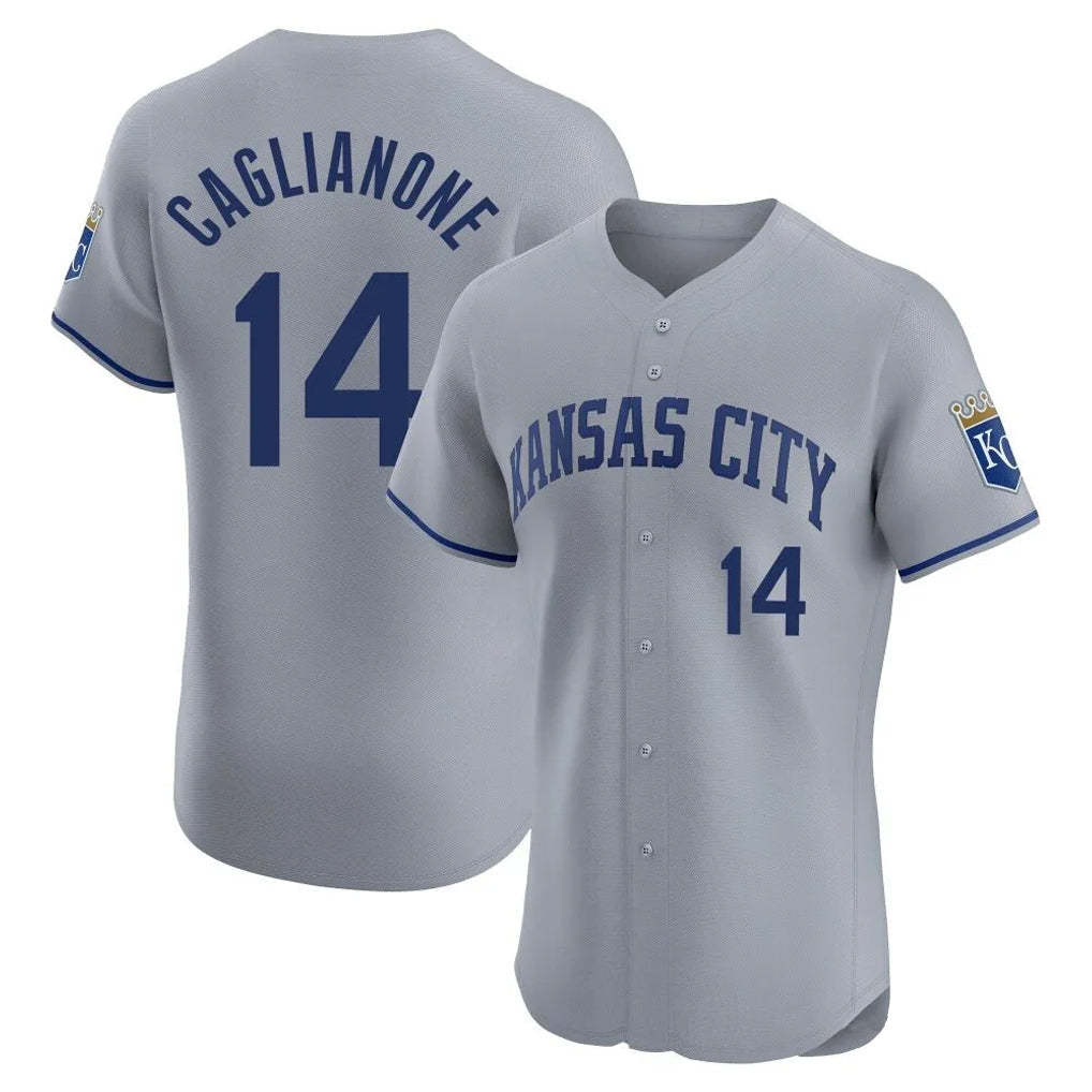 Punc KC.Royals #14 Jac Caglianone Player Gray Limited Elite Home Stitched Jerseys