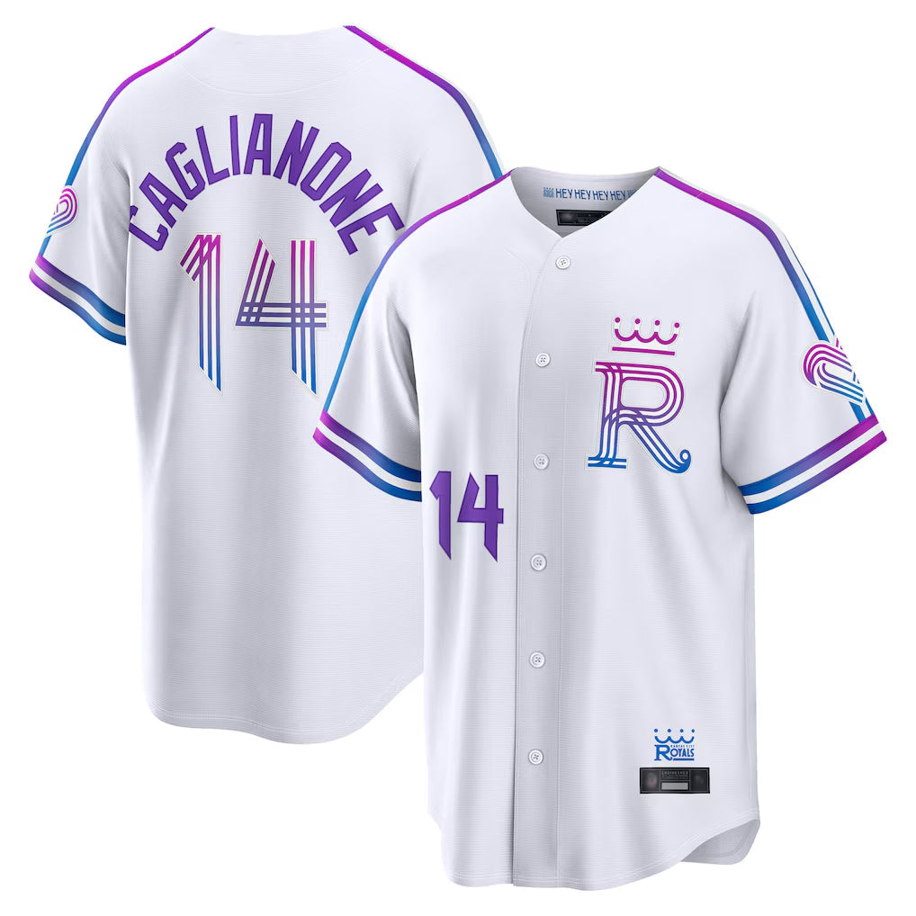 Punc KC.Royals #14 Jac Caglianone Player White 2026 City Connect Limited Home Stitched Jerseys