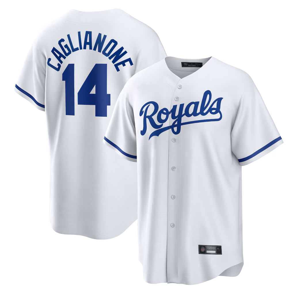 Punc KC.Royals #14 Jac Caglianone Player White Home Game Stitched Jerseys