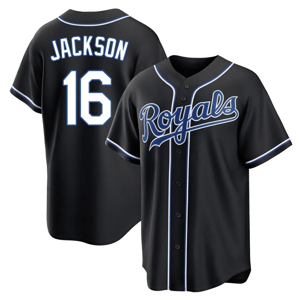 Punc KC.Royals #16 Bo Jackson Player Black Carbon Fashion Home Game Stitched Jerseys
