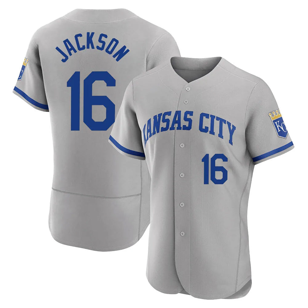 Punc KC.Royals #16 Bo Jackson Player Gray Limited Elite Home Game Stitched Jerseys