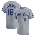 Punc KC.Royals #16 Bo Jackson Player Gray Limited Elite Home Stitched Jerseys