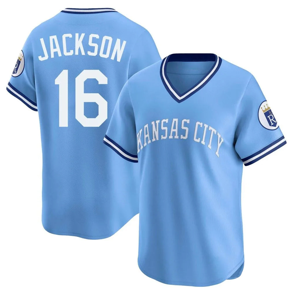 Punc KC.Royals #16 Bo Jackson Player Light Blue Limited Throwback Cooperstown Collection T-shirt Stitched Jerseys