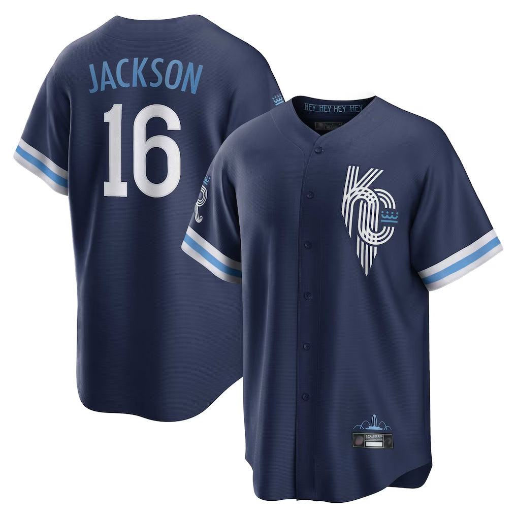 Punc KC.Royals #16 Bo Jackson Player Navy City Connect Home Game Stitched Jerseys