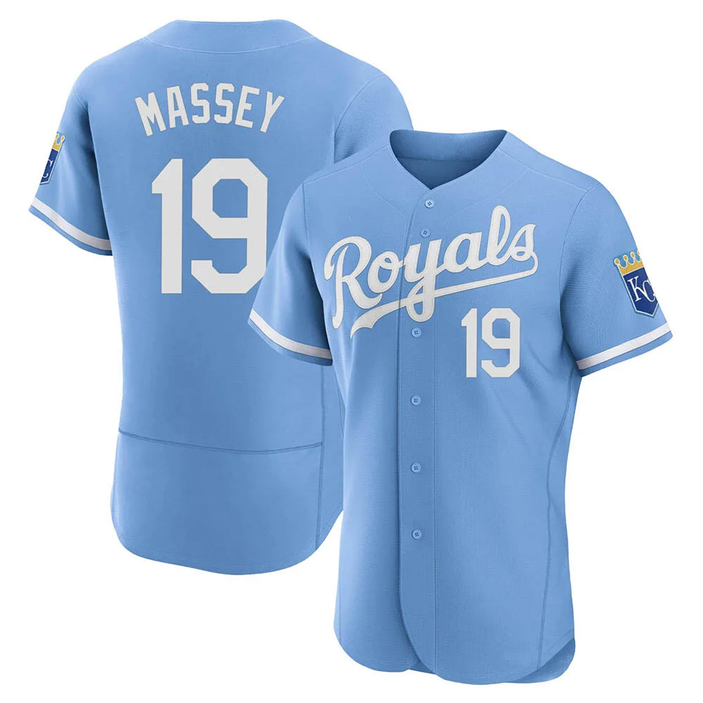 Punc KC.Royals #19 Michael Massey Player Light Blue Alt Limited Elite Home Stitched Jerseys