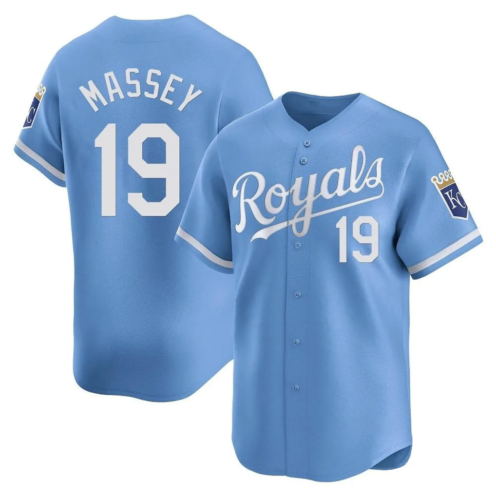 Punc KC.Royals #19 Michael Massey Player Light Blue Alt Limited Home Stitched Jerseys
