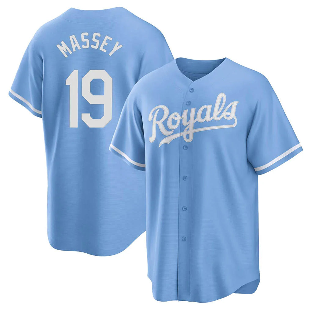 Punc KC.Royals #19 Michael Massey Player Light Blue Home Game Stitched Jerseys