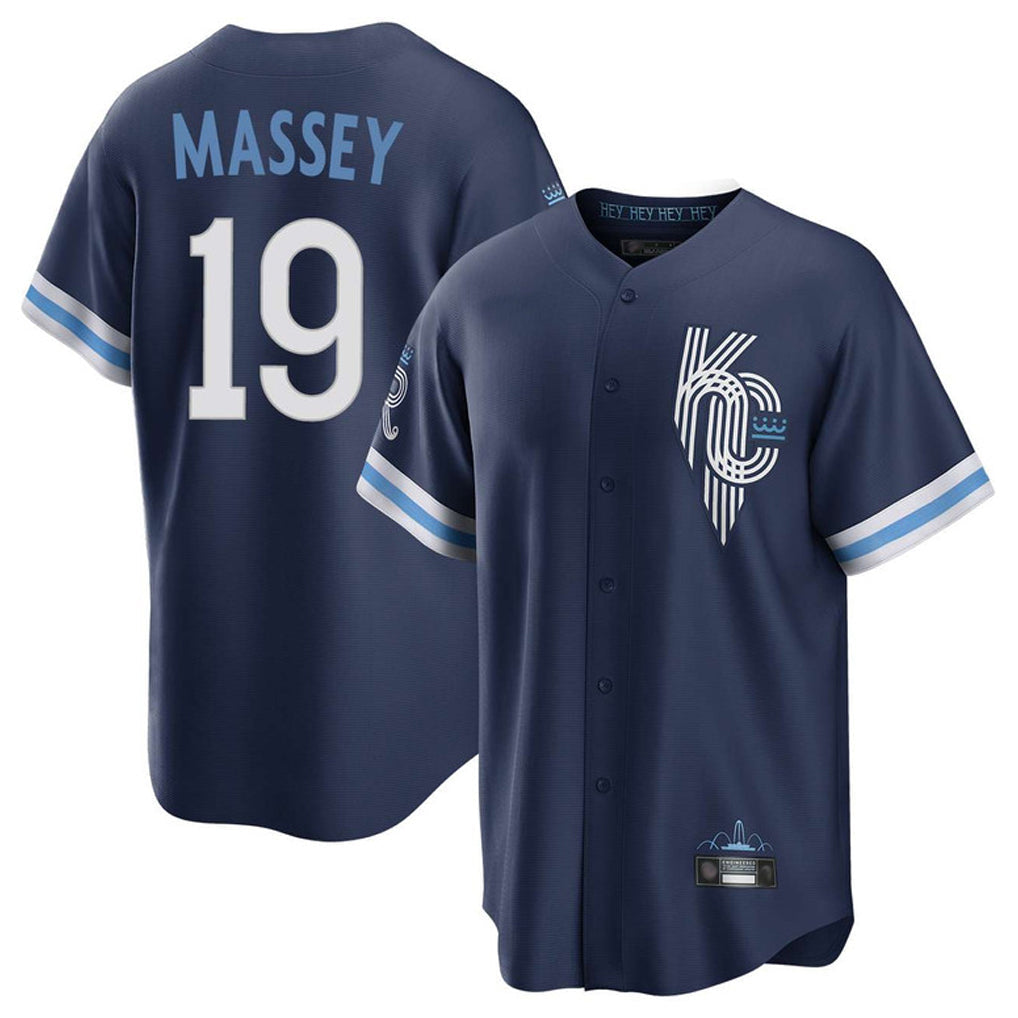 Punc KC.Royals #19 Michael Massey Player Navy City Connect Home Game Stitched Jerseys
