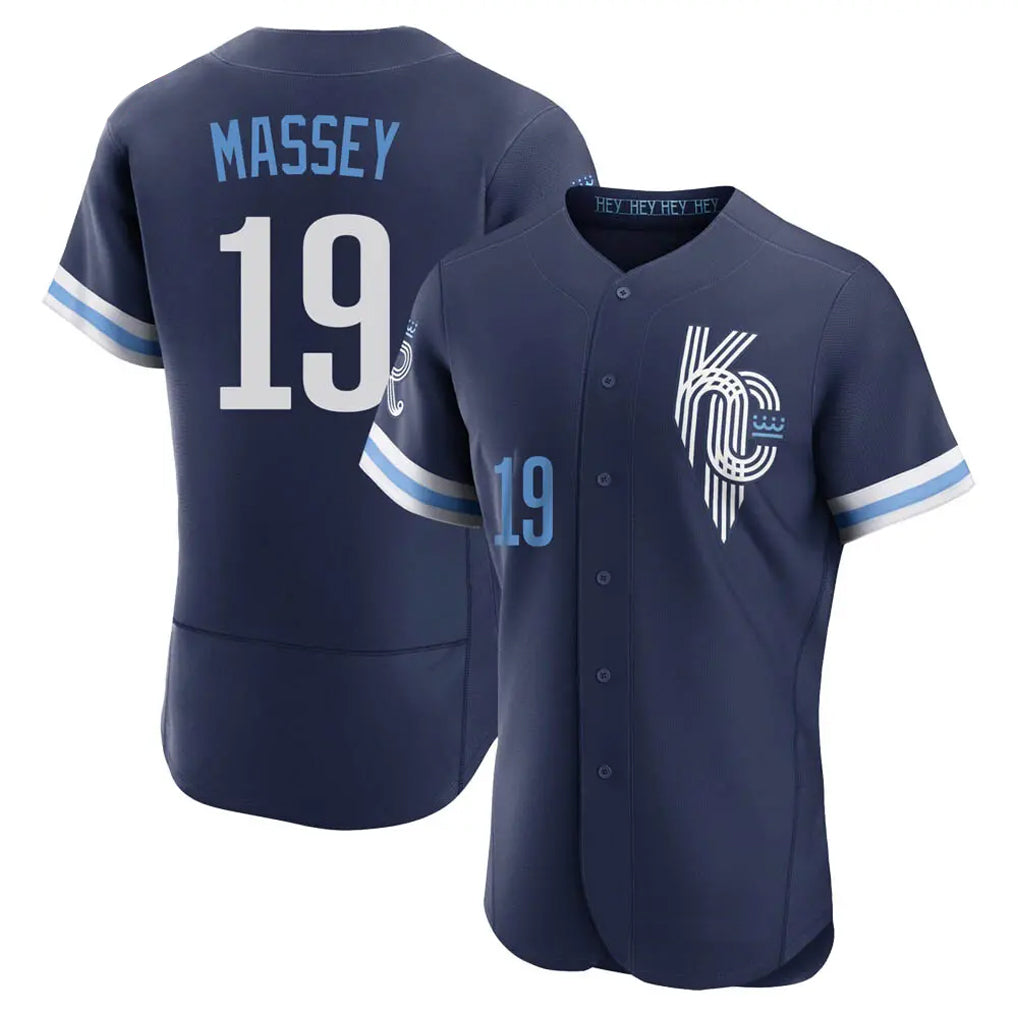 Punc KC.Royals #19 Michael Massey Player Navy City Connect Limited Elite Home Stitched Jerseys