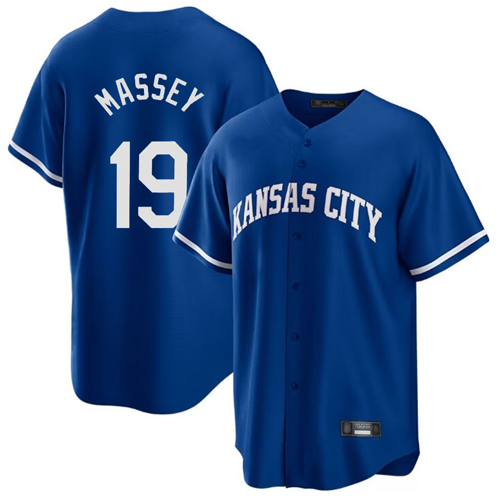 Punc KC.Royals #19 Michael Massey Player Royal Game Home Stitched Jerseys