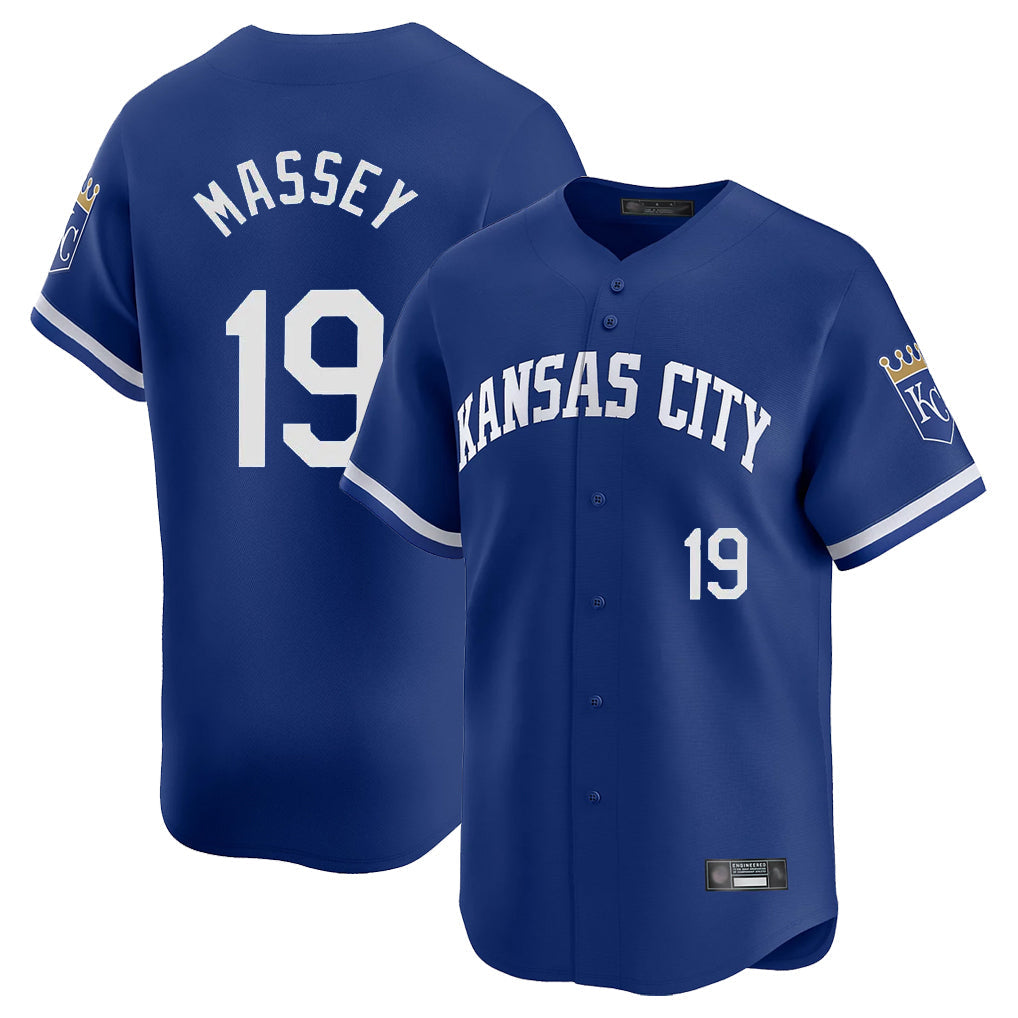 Punc KC.Royals #19 Michael Massey Player Royal Limited Home Stitched Jerseys