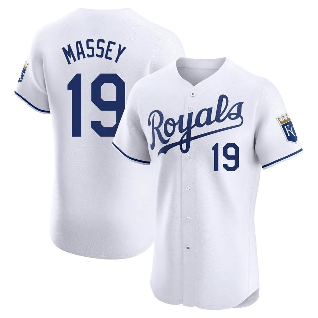 Punc KC.Royals #19 Michael Massey Player White Alt Limited Elite Home Stitched Jerseys