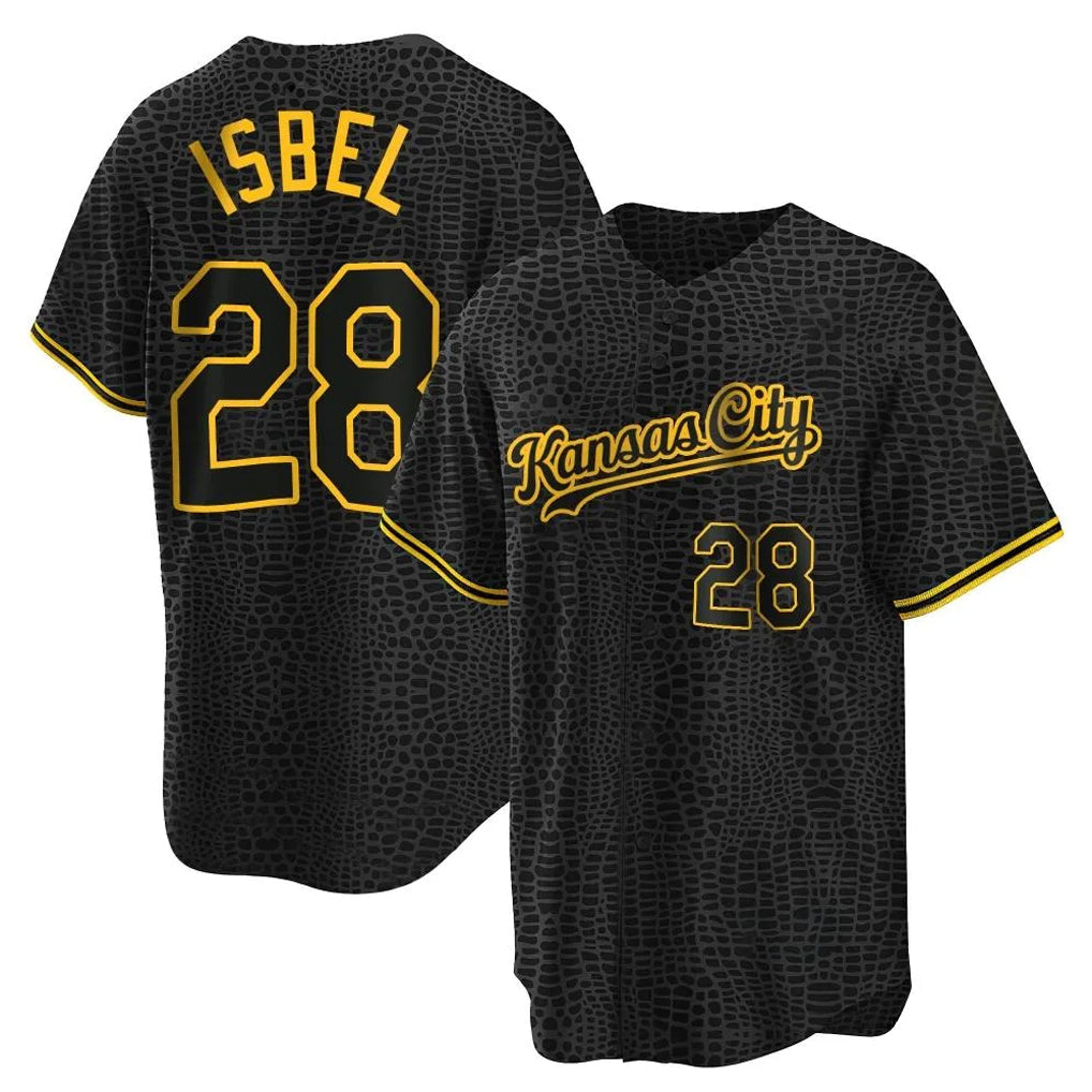 Punc KC.Royals #28 Kyle Isbel Player Black Snake Skin City Game Stitched Jerseys