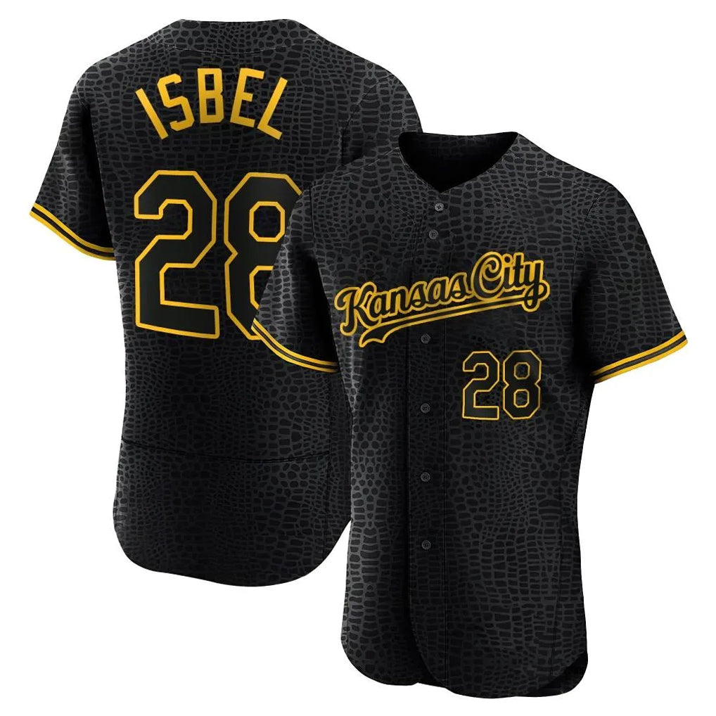 Punc KC.Royals #28 Kyle Isbel Player Black Snake Skin City Limited Elite Stitched Jerseys