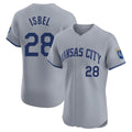 Punc KC.Royals #28 Kyle Isbel Player Gray Limited Elite Home Stitched Jerseys