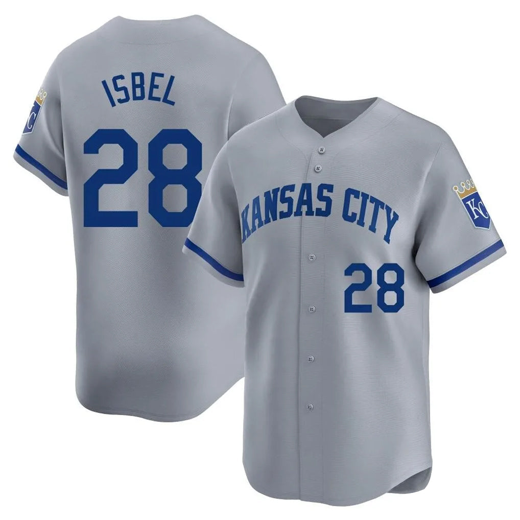 Punc KC.Royals #28 Kyle Isbel Player Gray Limited Home Stitched Jerseys
