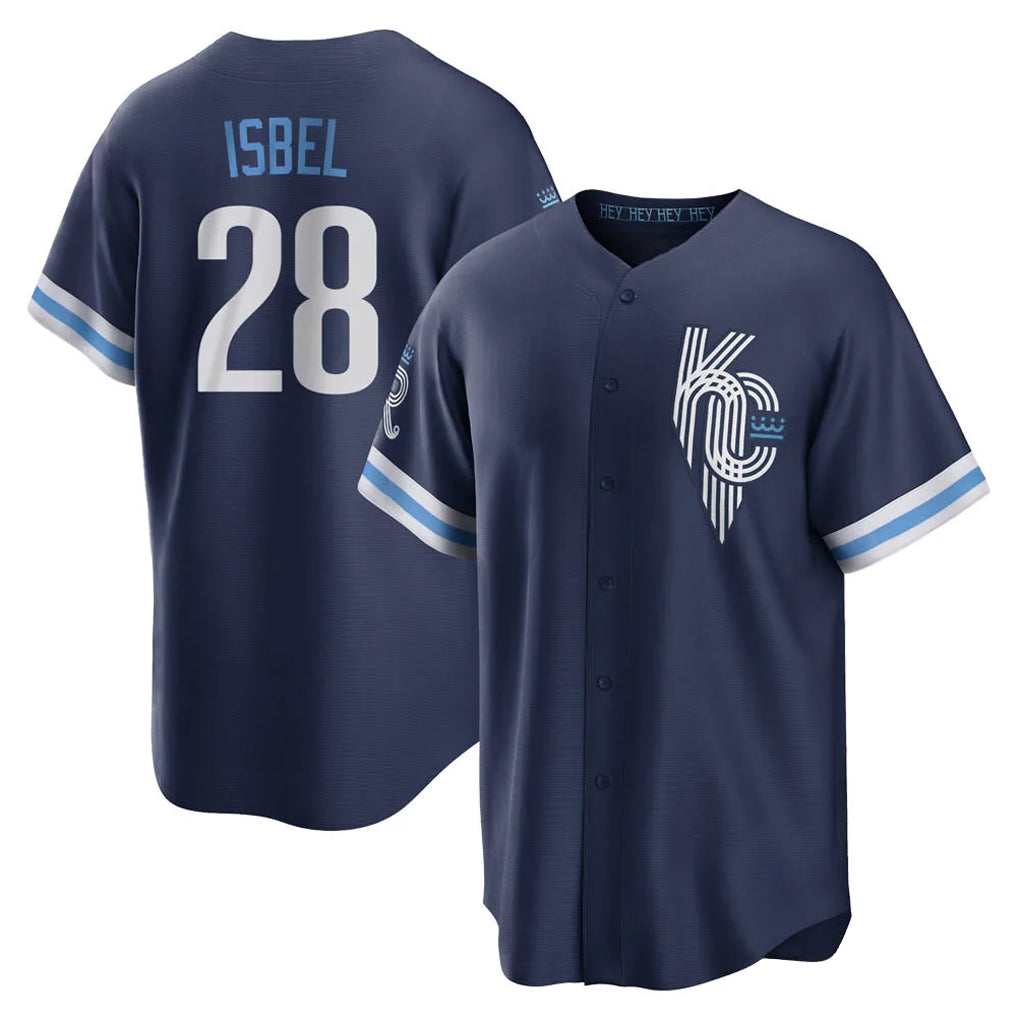 Punc KC.Royals #28 Kyle Isbel Player Navy City Connect Home Game Stitched Jerseys