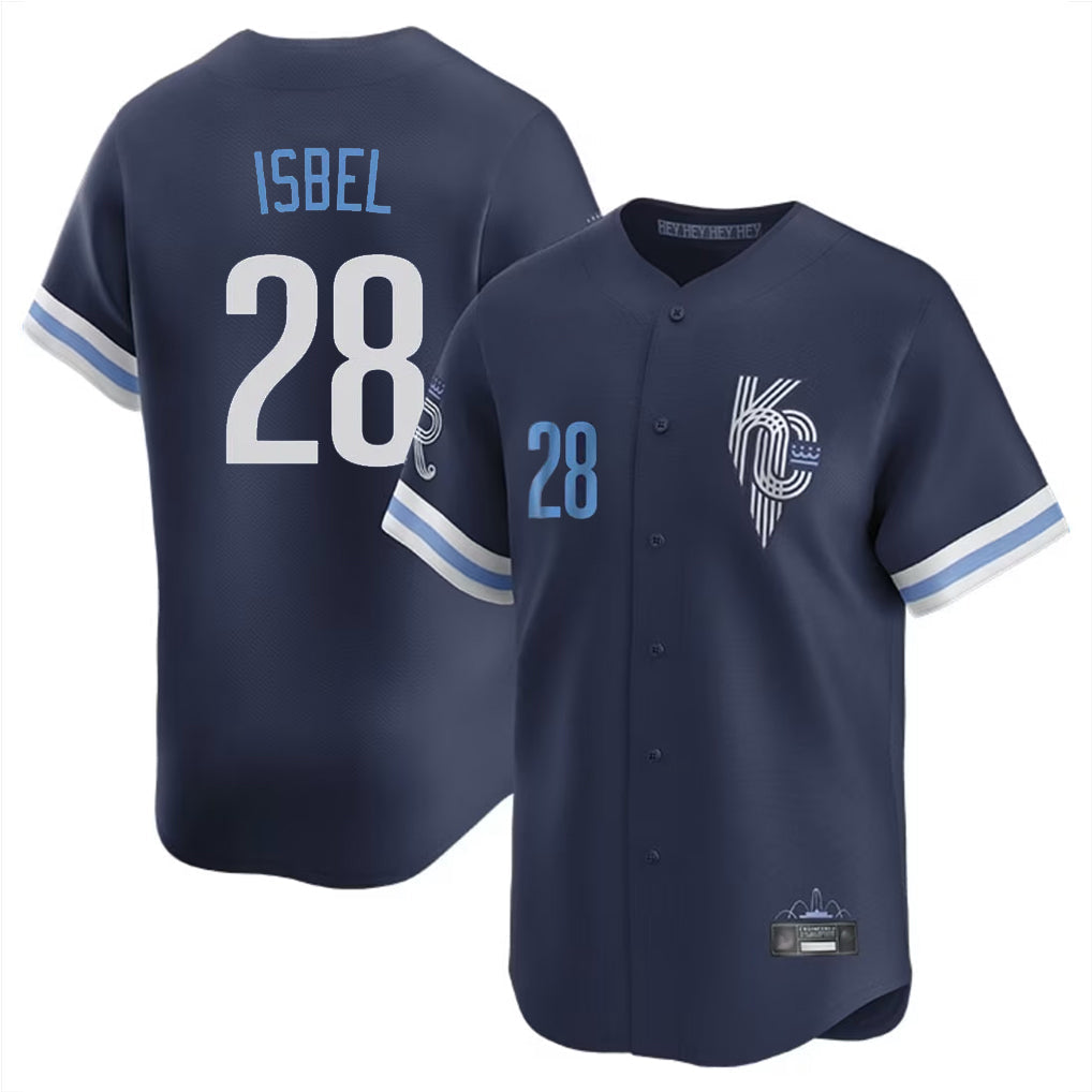 Punc KC.Royals #28 Kyle Isbel Player Navy City Connect Limited Home Stitched Jerseys