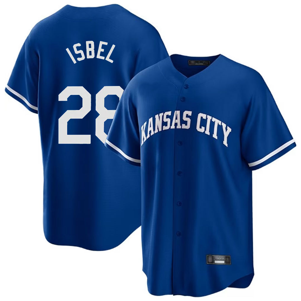 Punc KC.Royals #28 Kyle Isbel Player Royal Game Home Stitched Jerseys
