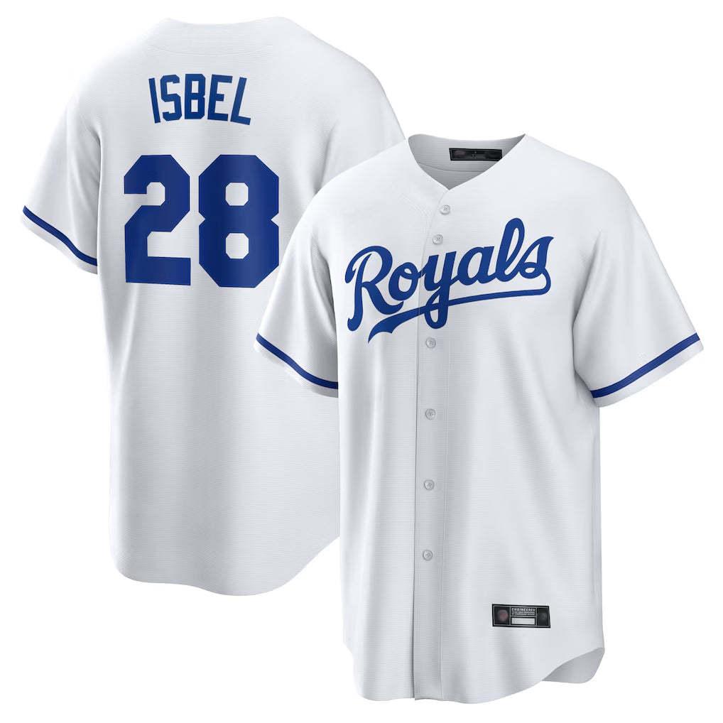 Punc KC.Royals #28 Kyle Isbel Player White Home Game Stitched Jerseys