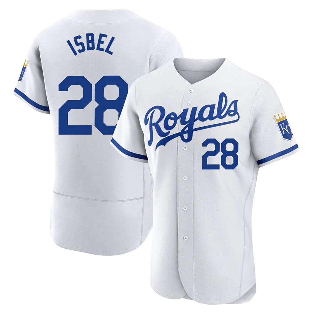 Punc KC.Royals #28 Kyle Isbel Player White Limited Elite Home Game Stitched Jerseys