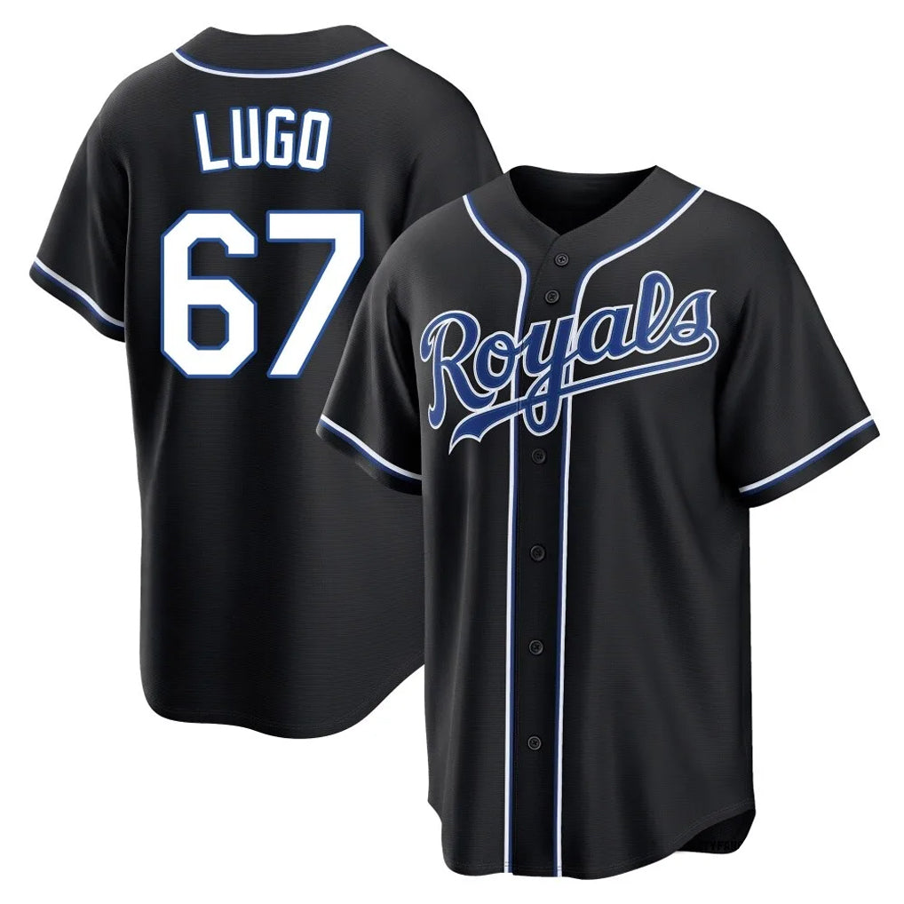 Punc KC.Royals #67 Seth Lugo Player Black Carbon Fashion Home Game Stitched Jerseys