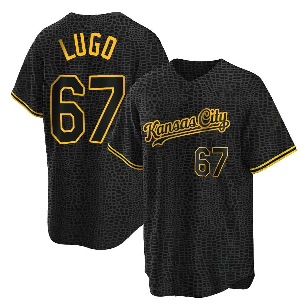 Punc KC.Royals #67 Seth Lugo Player Black Snake Skin City Game Stitched Jerseys