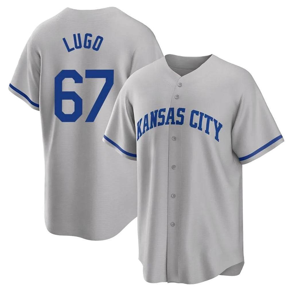 Punc KC.Royals #67 Seth Lugo Player Gray Game Home Stitched Jerseys