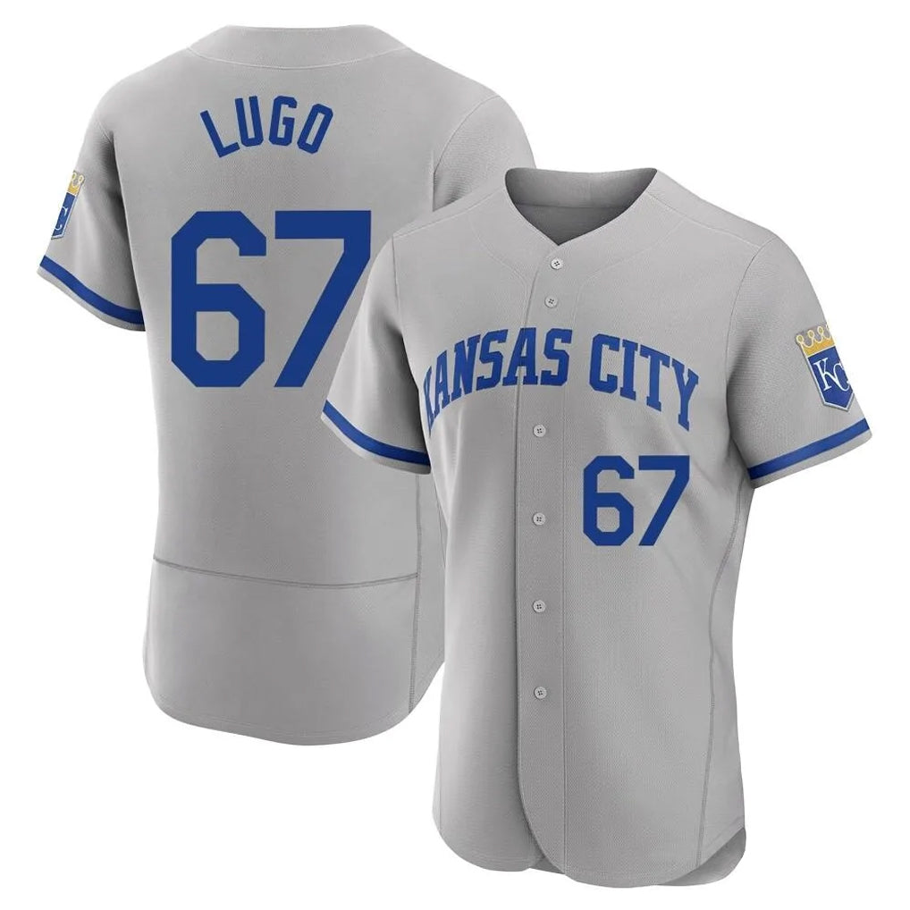 Punc KC.Royals #67 Seth Lugo Player Gray Limited Elite Home Game Stitched Jerseys