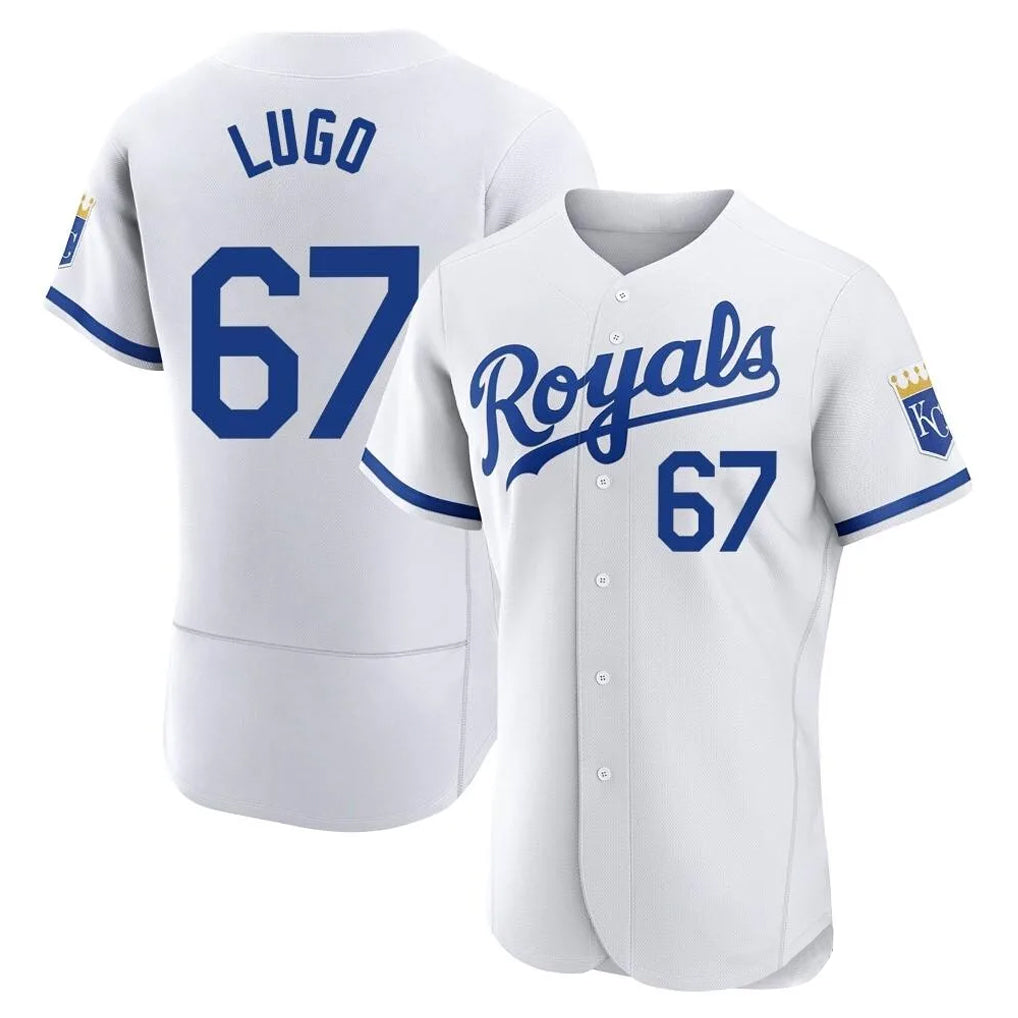Punc KC.Royals #67 Seth Lugo Player White Limited Elite Home Game Stitched Jerseys