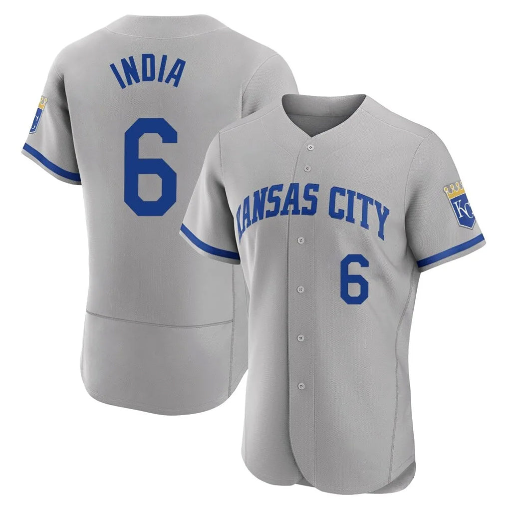 Punc KC.Royals #6 Jonathan India Player Gray Limited Elite Home Game Stitched Jerseys