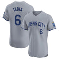 Punc KC.Royals #6 Jonathan India Player Gray Limited Elite Home Stitched Jerseys