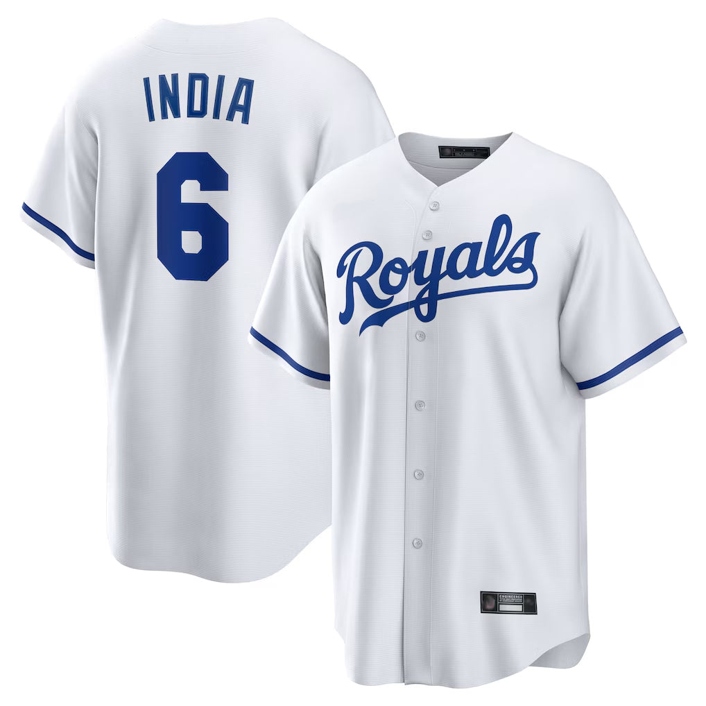 Punc KC.Royals #6 Jonathan India Player White Home Game Stitched Jerseys