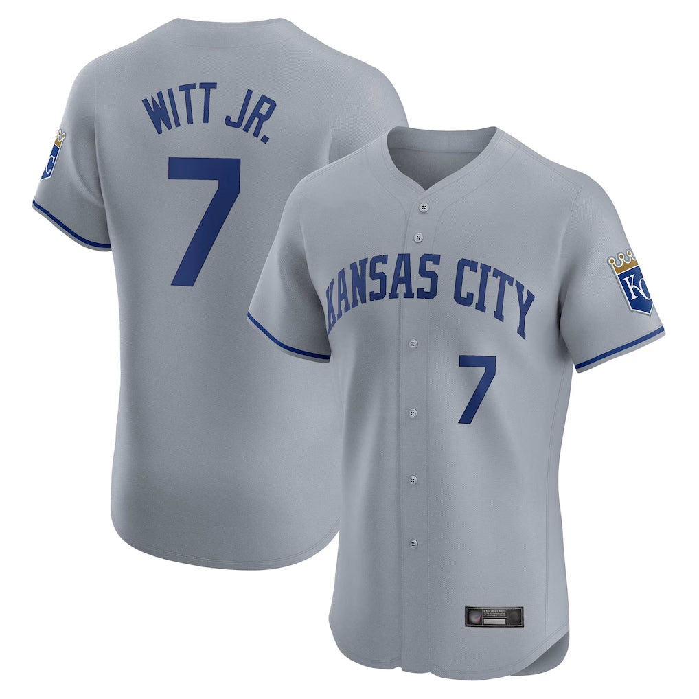 Punc KC.Royals #7 Bobby Witt Jr. Player Gray Limited Elite Home Stitched Jerseys