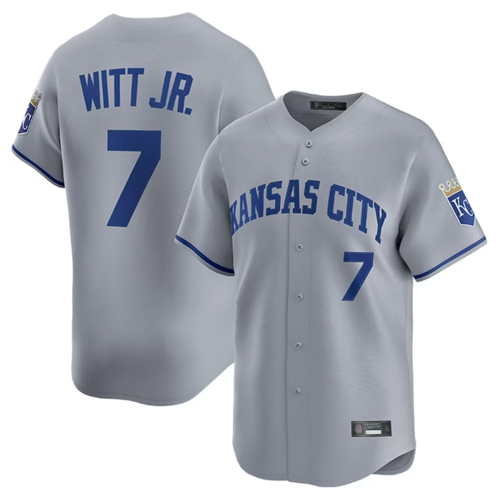Punc KC.Royals #7 Bobby Witt Jr. Player Gray Limited Home Stitched Jerseys