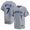 Punc KC.Royals #7 Bobby Witt Jr. Player Gray Limited Home Stitched Jerseys
