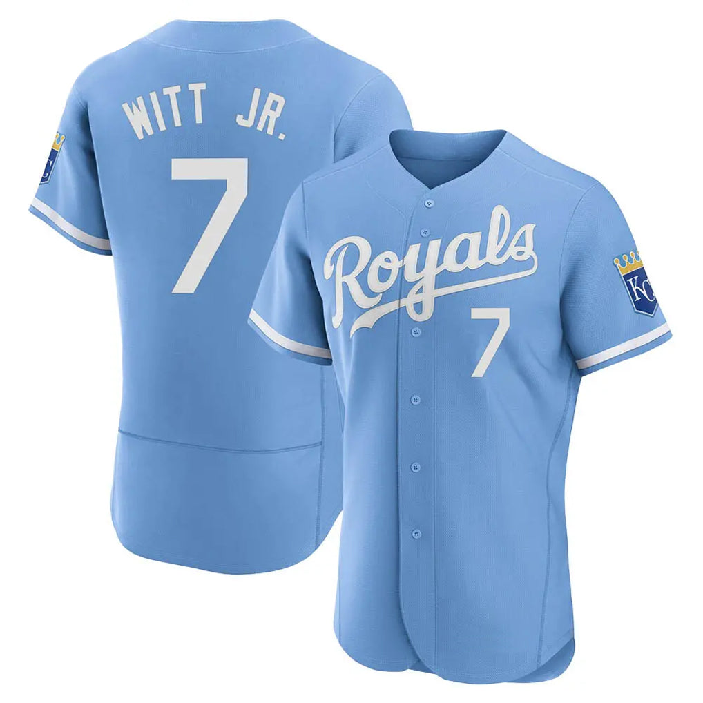 Punc KC.Royals #7 Bobby Witt Jr. Player Light Blue Alt Limited Elite Home Stitched Jerseys