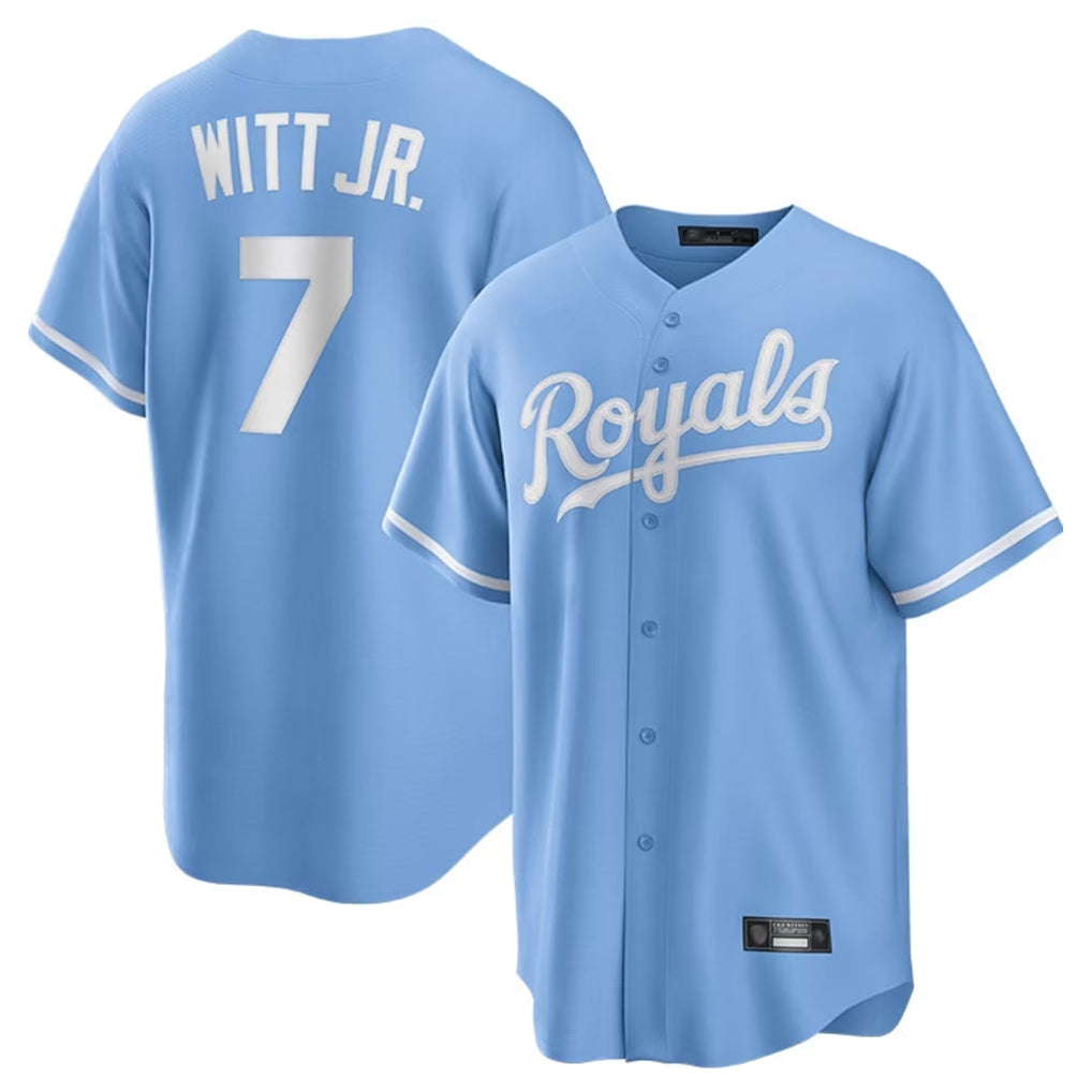 Punc KC.Royals #7 Bobby Witt Jr. Player Light Blue Home Game Stitched Jerseys