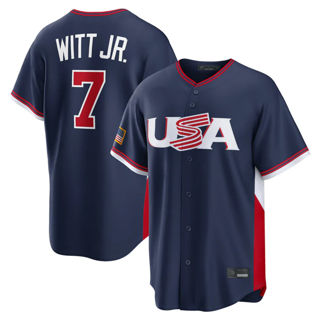 Punc KC.Royals #7 Bobby Witt Jr. Player Navy USA 2026 World Classic Game Stitched Jerseys