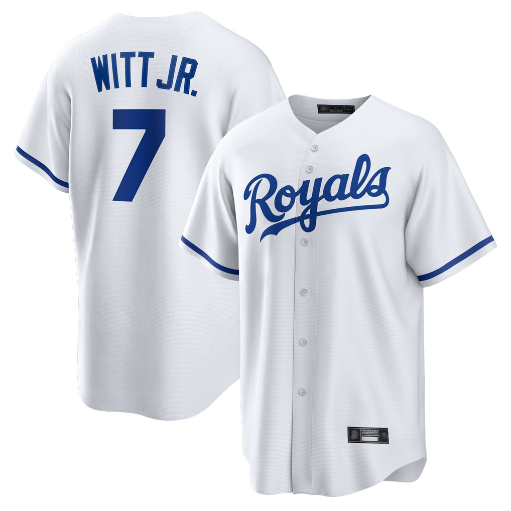 Punc KC.Royals #7 Bobby Witt Jr. Player White Home Game Stitched Jerseys