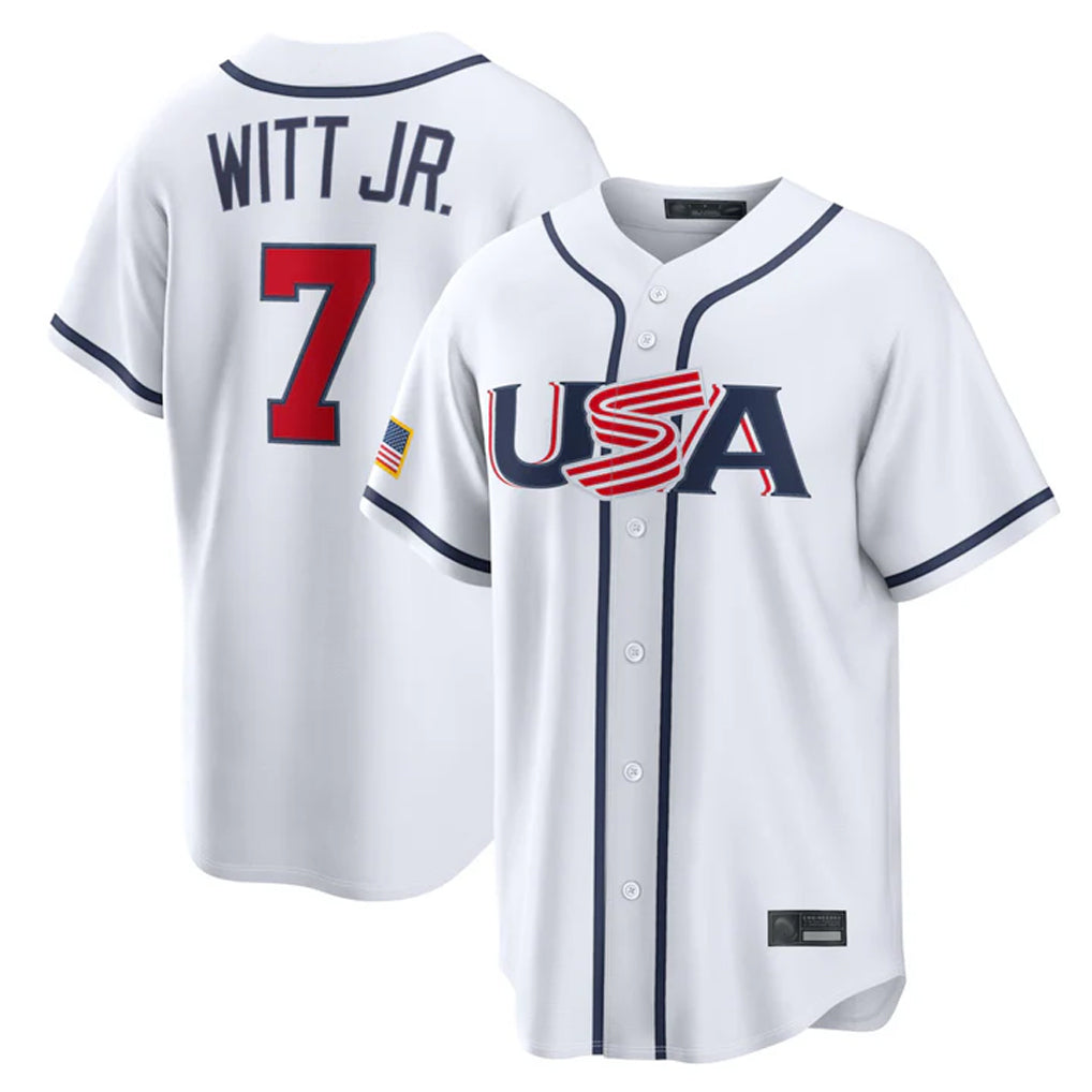 Punc KC.Royals #7 Bobby Witt Jr. Player White USA 2026 World Classic Game Stitched Jerseys