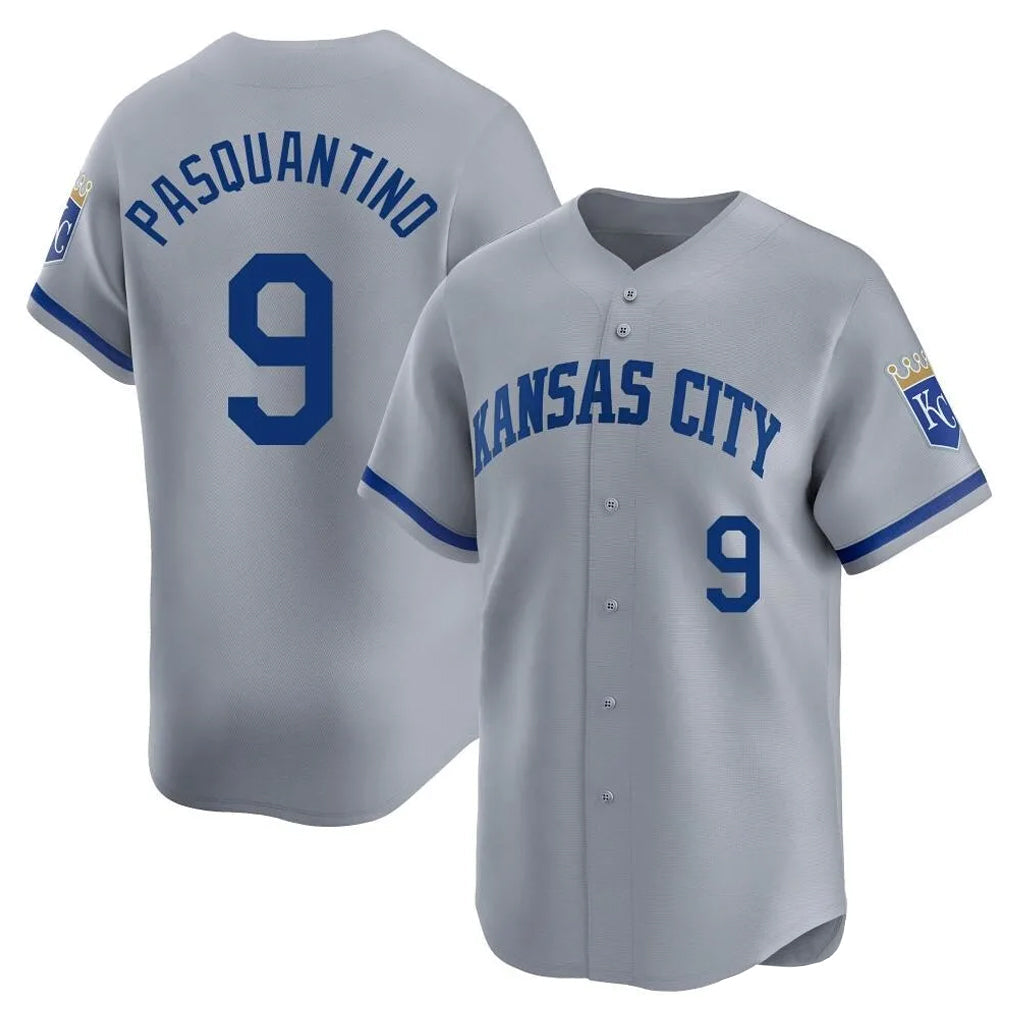 Punc KC.Royals #9 Vinnie Pasquantino Player Gray Limited Home Stitched Jerseys