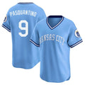 Punc KC.Royals #9 Vinnie Pasquantino Player Light Blue Limited Throwback Cooperstown Collection T-shirt Stitched Jerseys