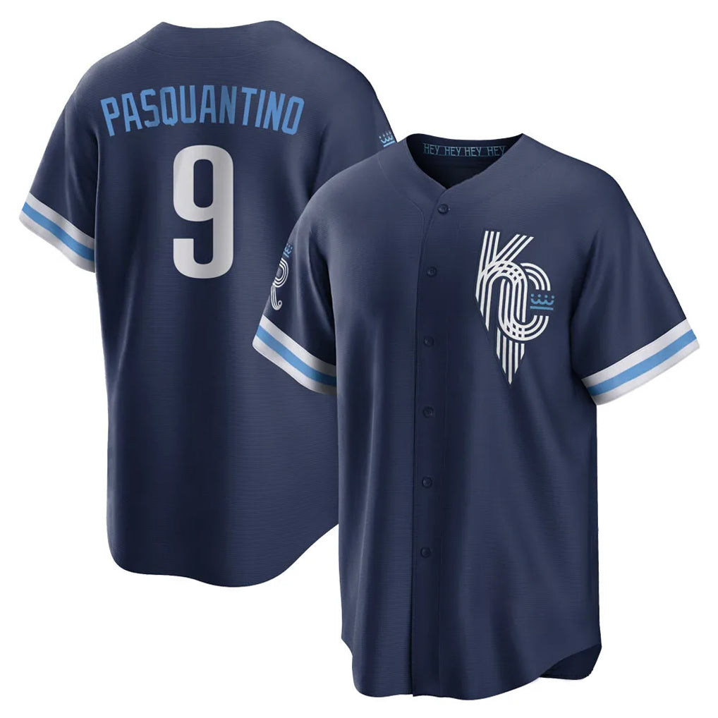 Punc KC.Royals #9 Vinnie Pasquantino Player Navy City Connect Home Game Stitched Jerseys