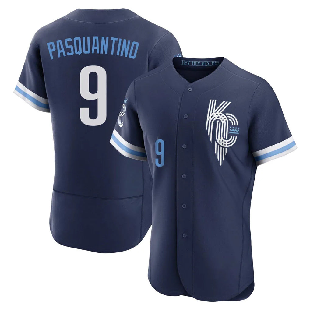 Punc KC.Royals #9 Vinnie Pasquantino Player Navy City Connect Limited Elite Home Stitched Jerseys